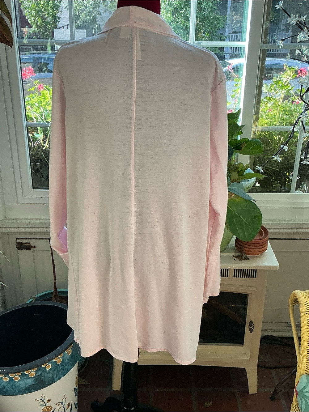 Light Pink Open-Front Draped Women's Sweater Cardigan size L by BRISAS - Picture 5 of 12
